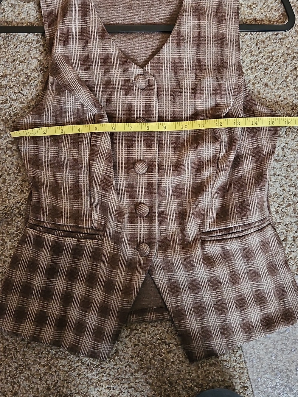 Iris Brown Plaid Vest - Picture 3 of 7